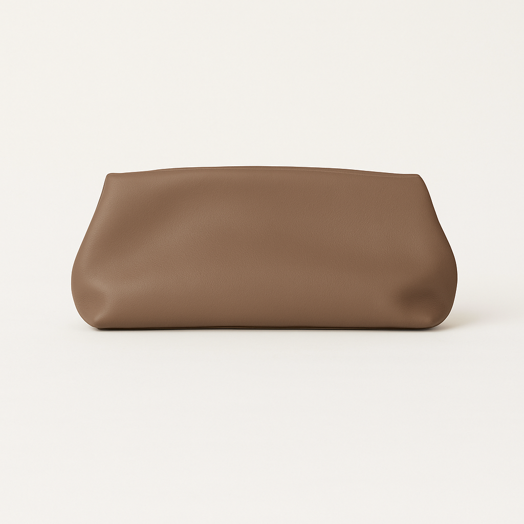 The Sculptural Clutch in Taupe
